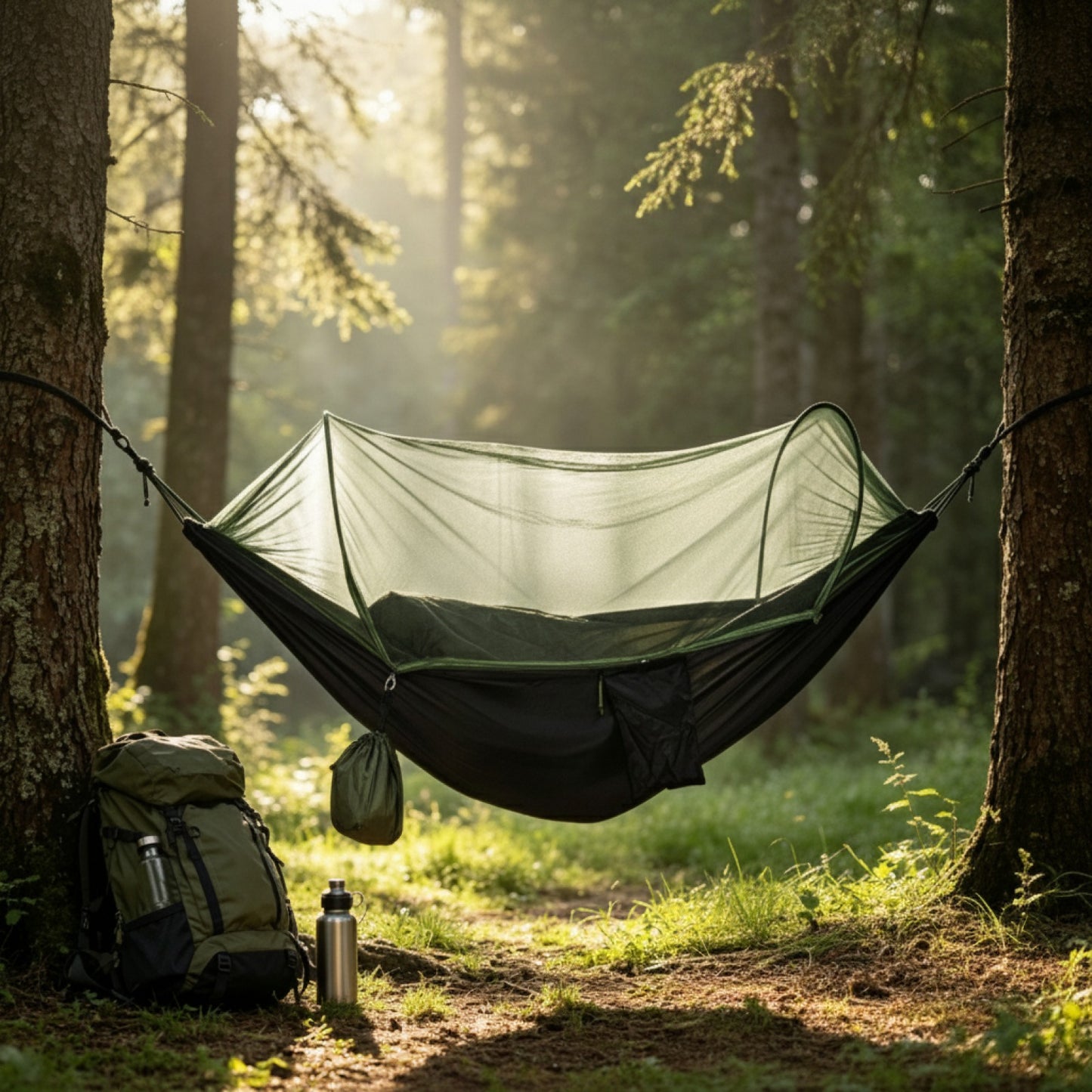 Hamac de camping portable pour l'extérieur, lit moustiquaire, tente de couchage, lit de camping, tente suspendue, abri de voyage, hamac ultraléger