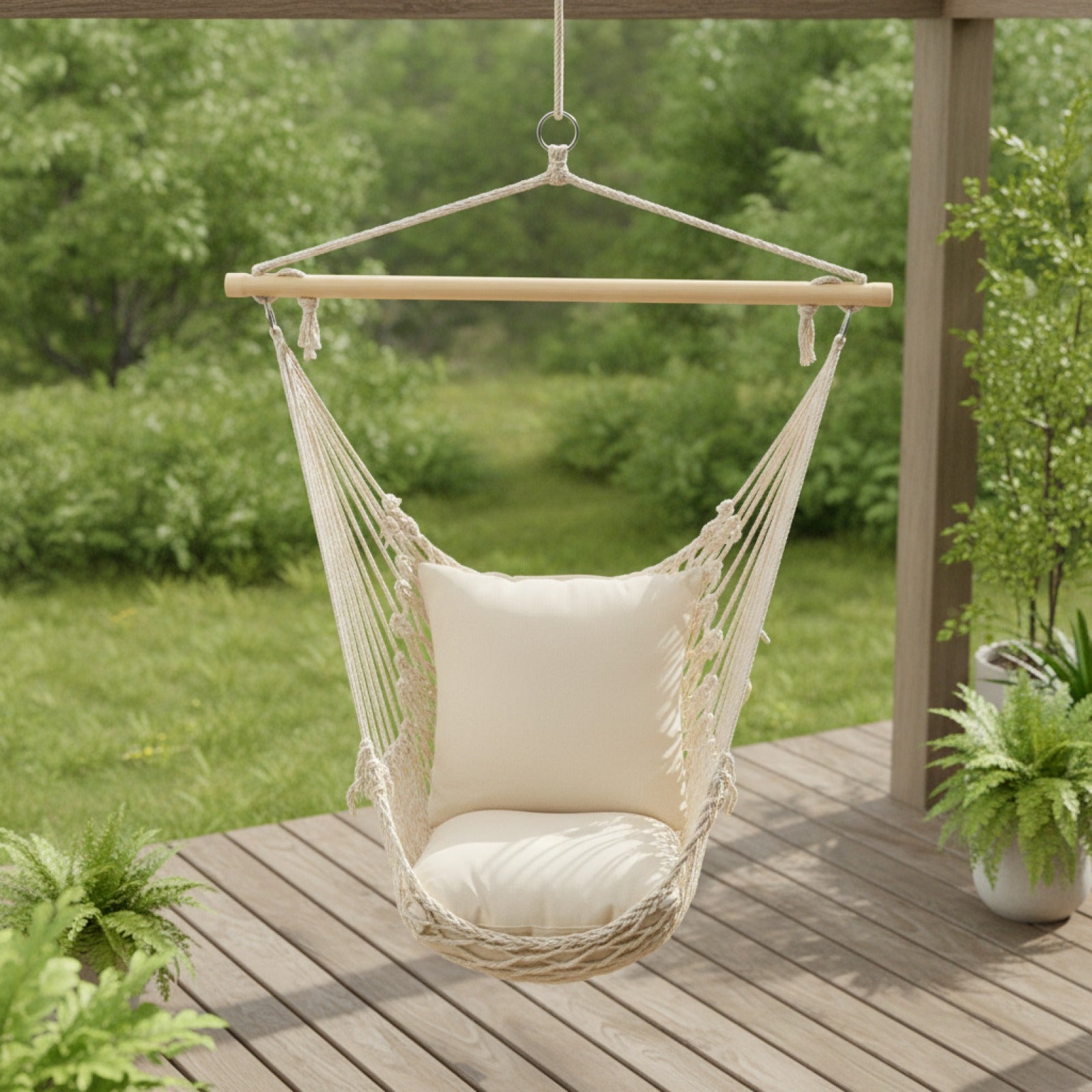 Détail du tissage en coton du hamac chaise ADZURA confortable et résistant