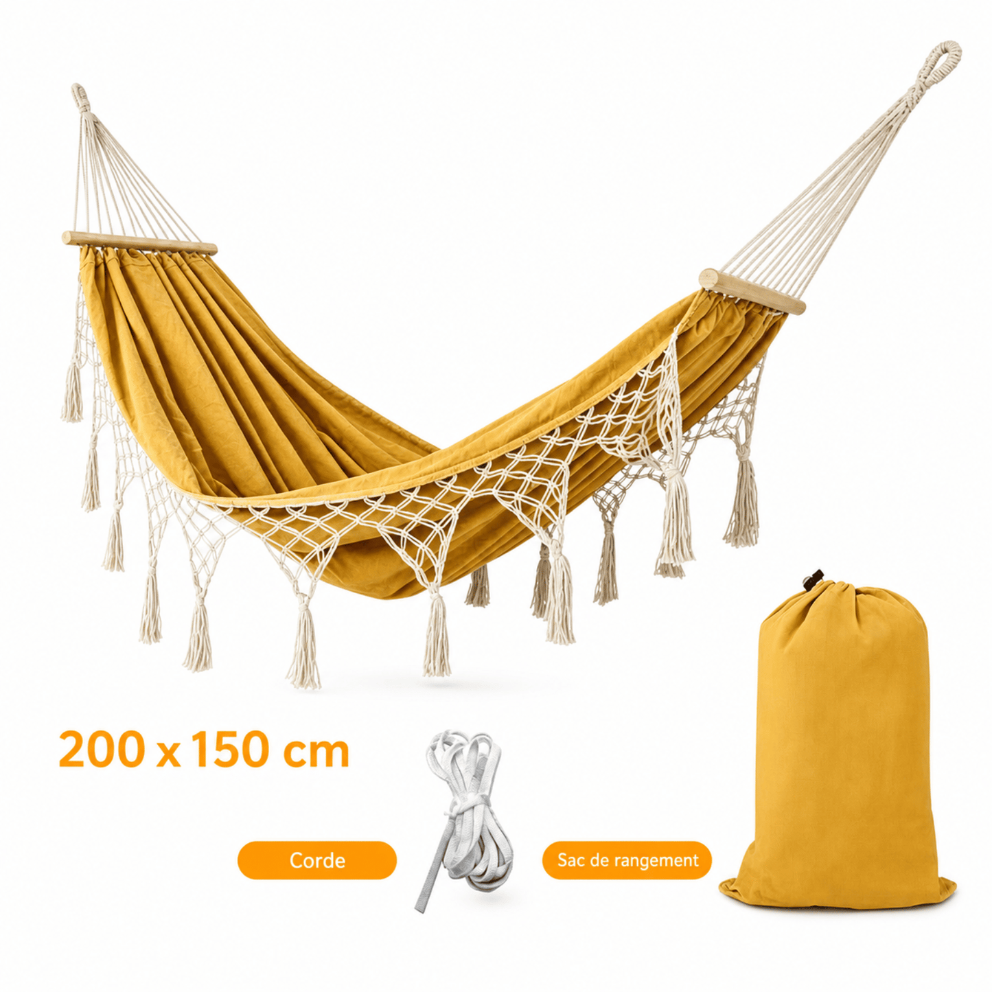 Dimensions du hamac double bohème avec sac de transport inclus
