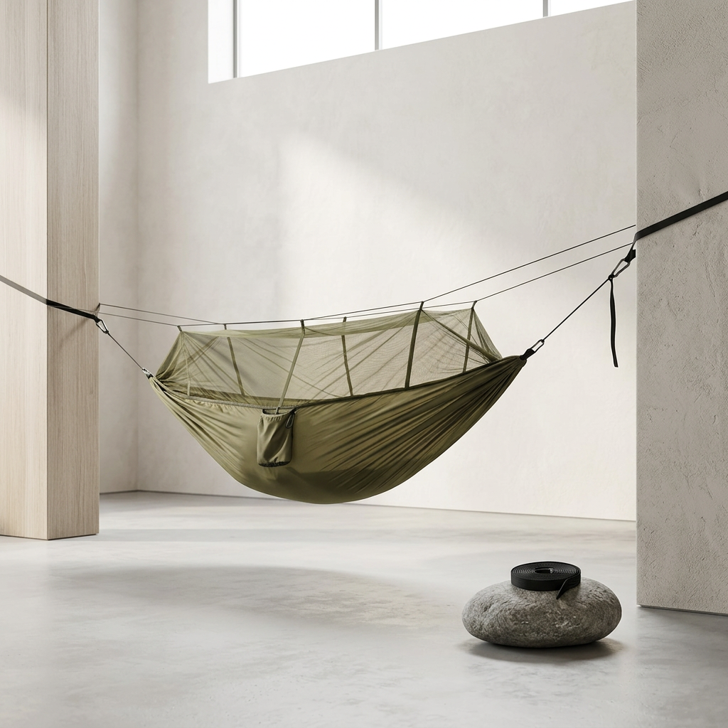 Hamac SOLENA suspendu pour 2 personnes en tissu parachute résistant
